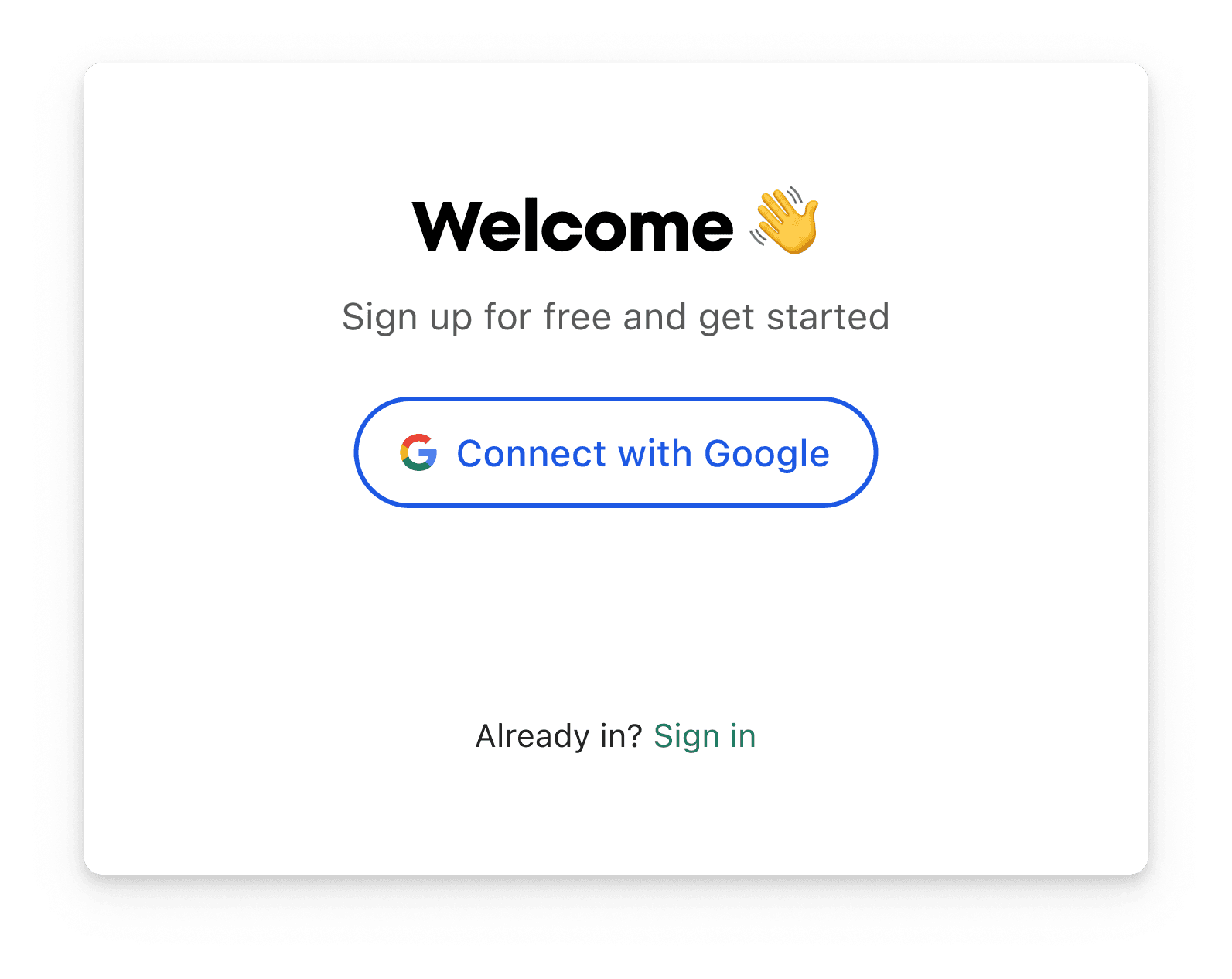 מסך ההרשמה עם חשבון Google